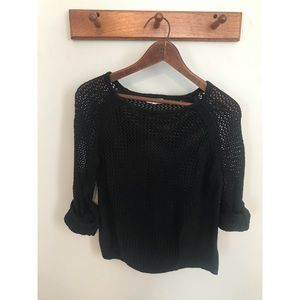 Silence & Noise Black Crochet Sweater Sz M